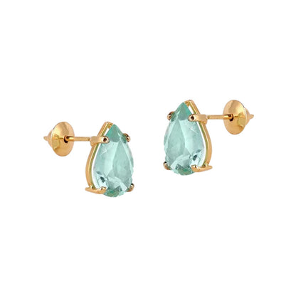 Brinco Gota Topázio Verde em Ouro Amarelo 18K-750