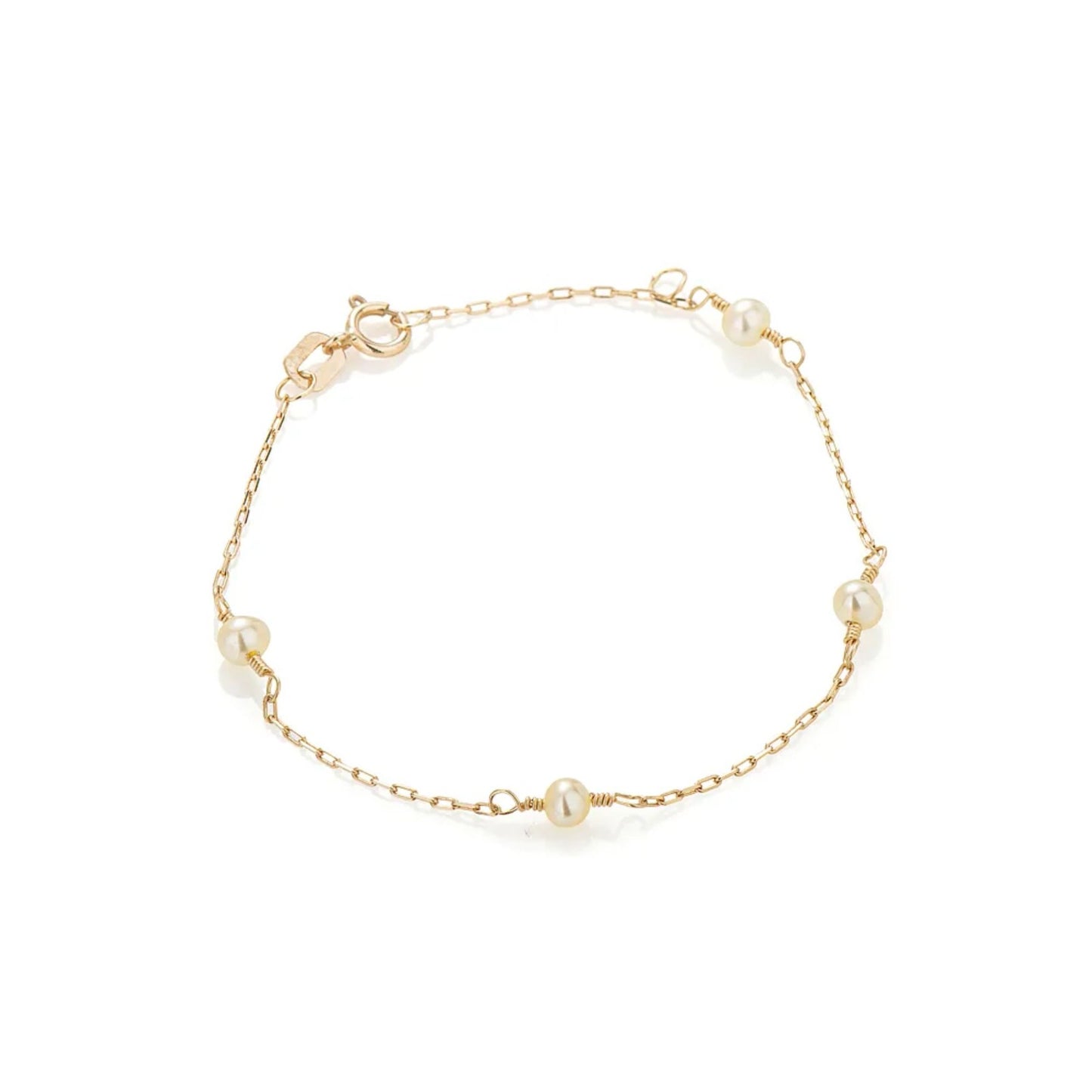 Pulseira com Pérolas em Ouro Amarelo e Branco 18K