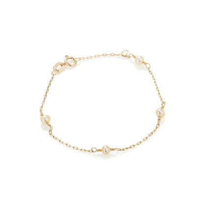 Pulseira com Pérolas em Ouro Amarelo e Branco 18K