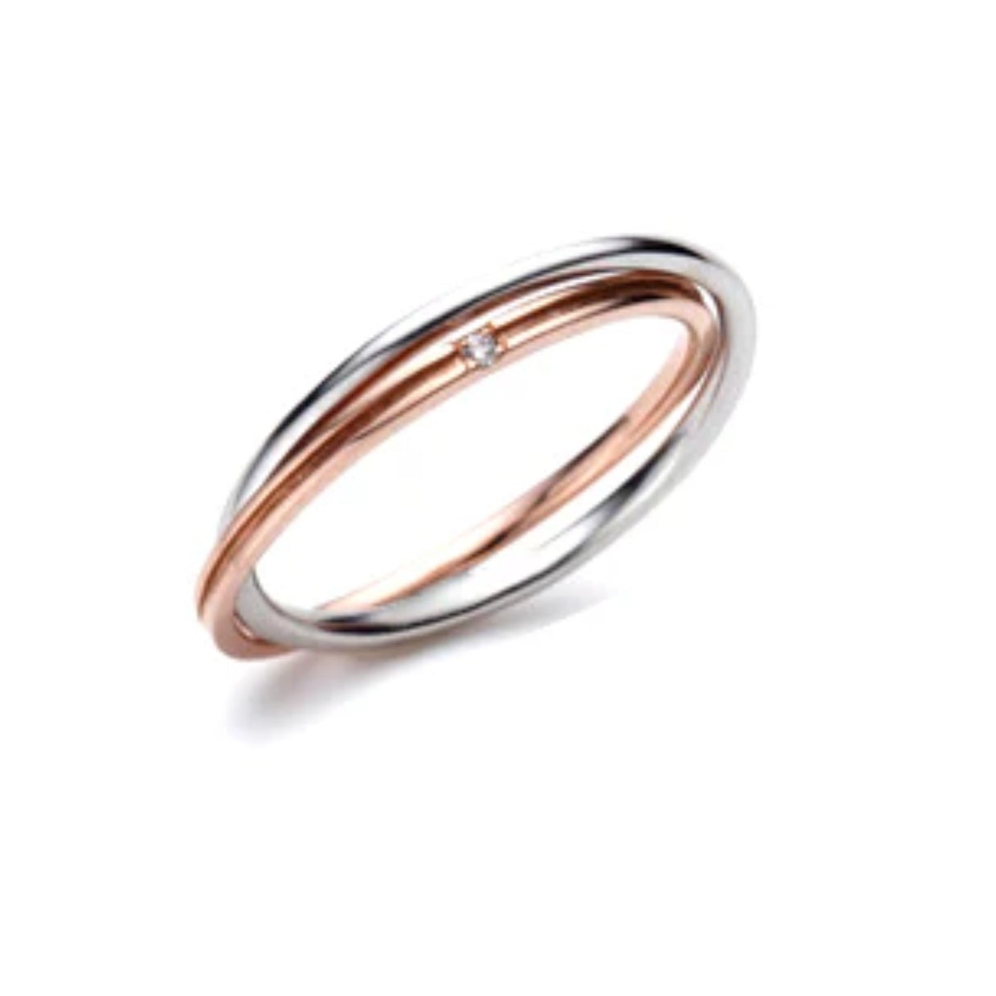 Aliança Entrelaço em Ouro Branco e Rosé 18K-750