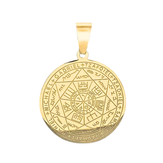 Pingente Medalha Selo de Salomão em Ouro Amarelo 18K-750