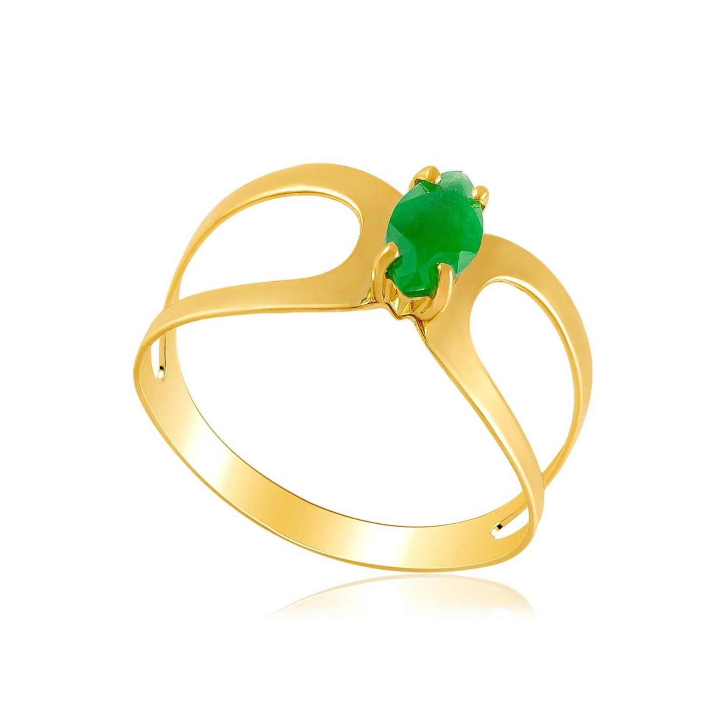 Anel com Nefrita em Ouro Amarelo 18K - Coleção Enlace