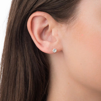 Brinco Cálice Zircônia Branca 5mm em Ouro Amarelo 18k-750