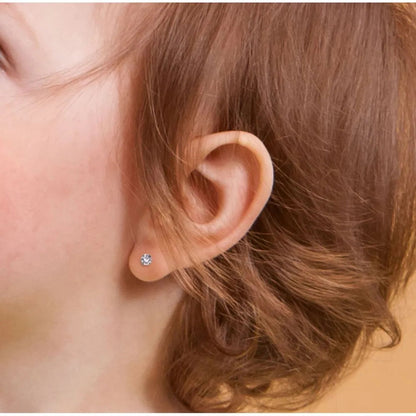 Brinco Cálice Zircônia Branca 4mm em Ouro Amarelo 18k-750