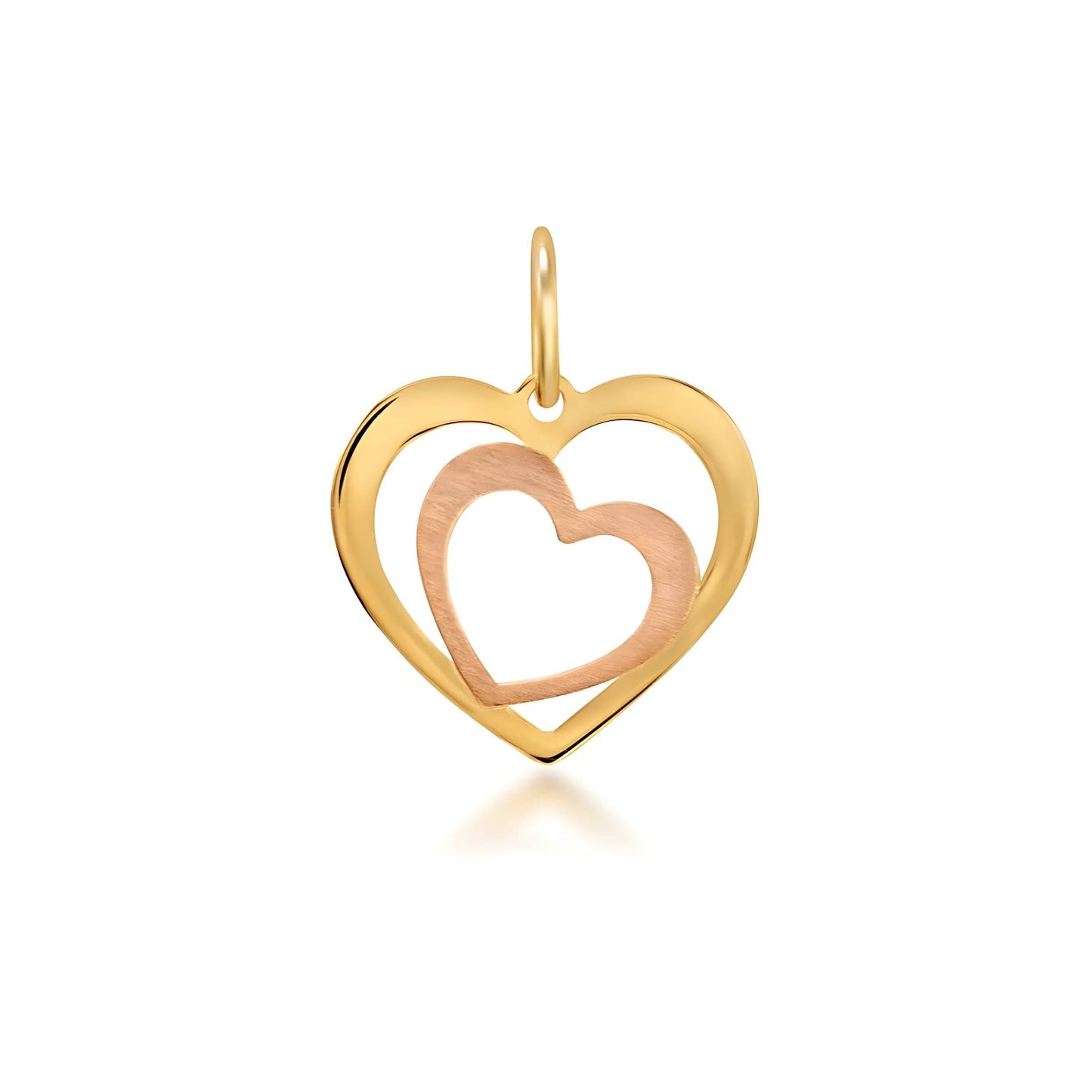 Pingente Coração duplo Ouro Amarelo e Rose 18k - Coleção Syn