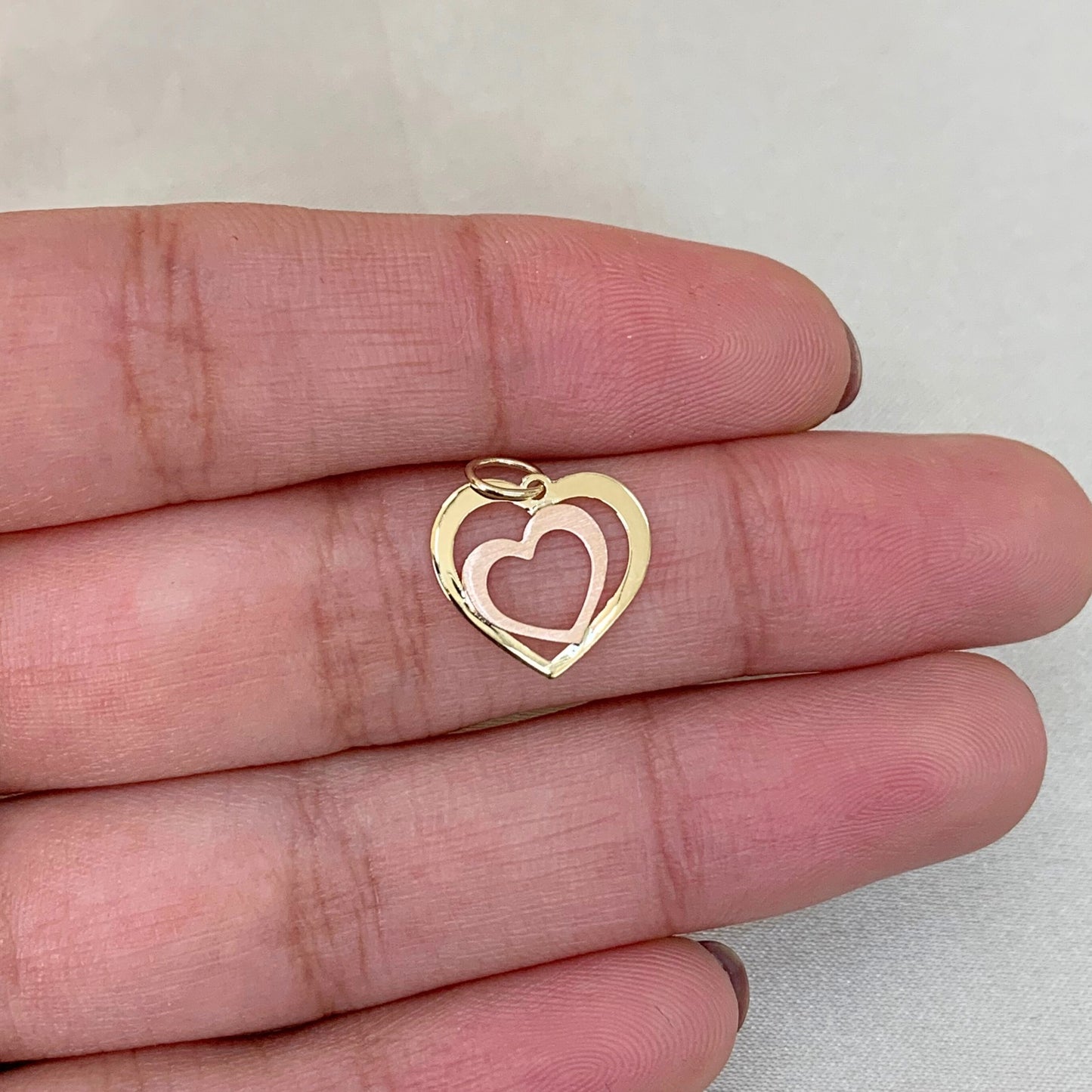 Pingente Coração duplo Ouro Amarelo e Rose 18k - Coleção Syn