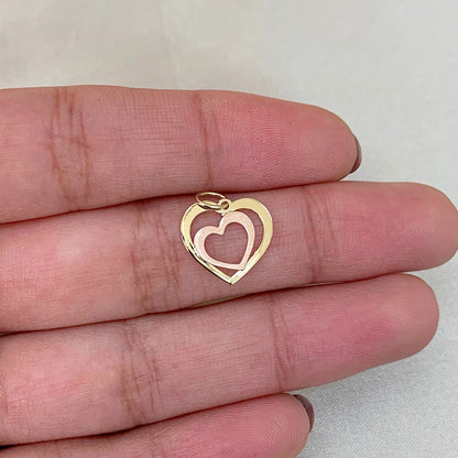Pingente Coração duplo Ouro Amarelo e Rose 18k - Coleção Syn