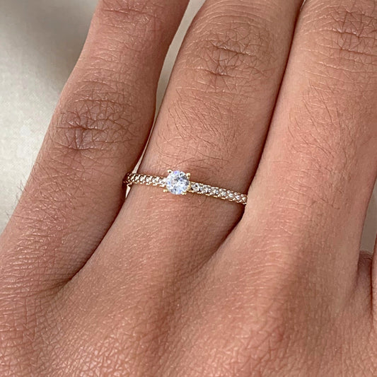 Anel Solitário Lume em Ouro 18K-750, com zircônia