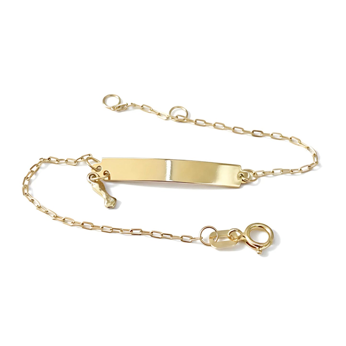 Pulseira Infantil Chapa com Figa em Ouro Amarelo 18K-750