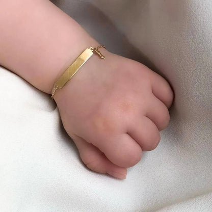 Pulseira Infantil Chapa com Figa em Ouro Amarelo 18K-750