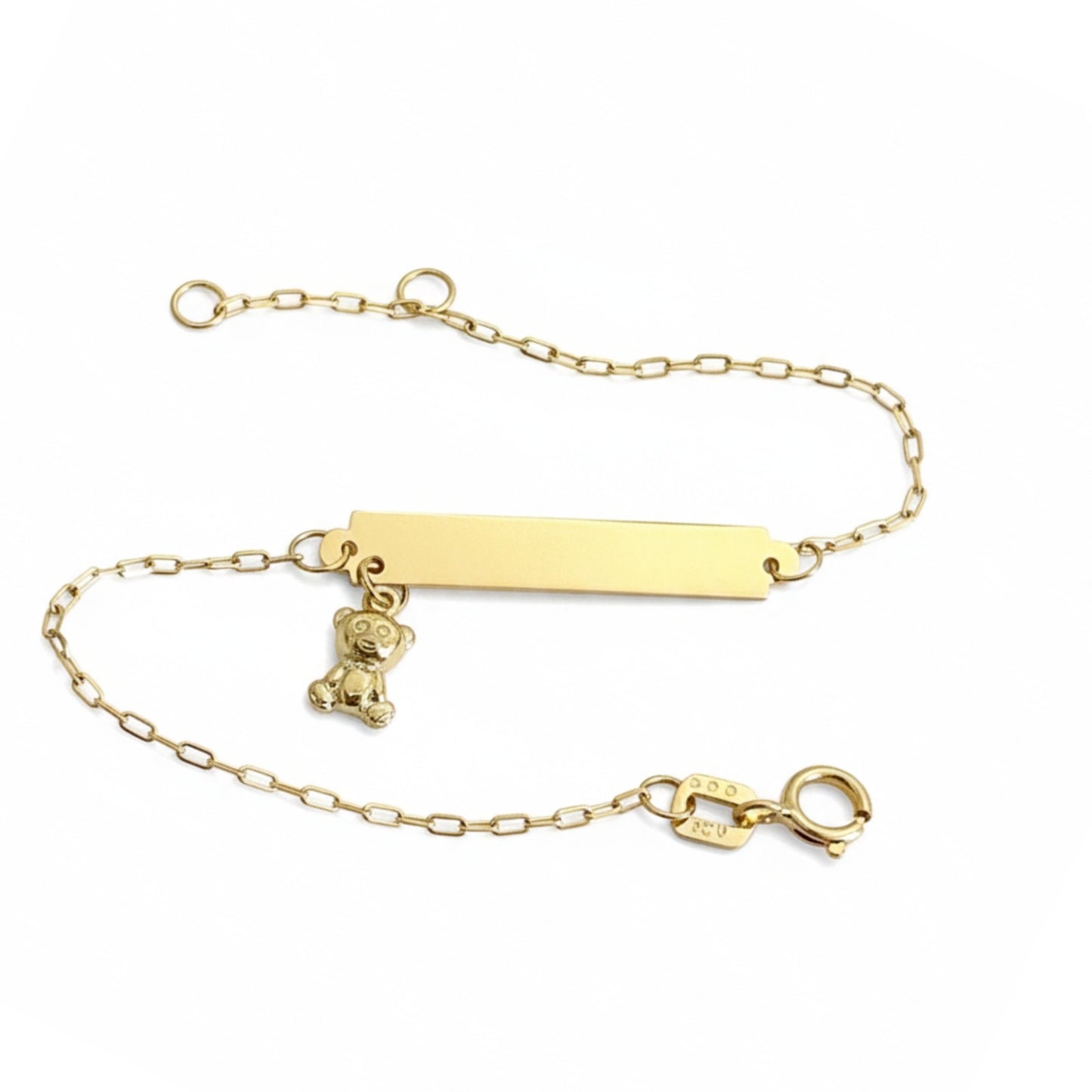 Pulseira Infantil Chapa com Urso em Ouro Amarelo 18K-750