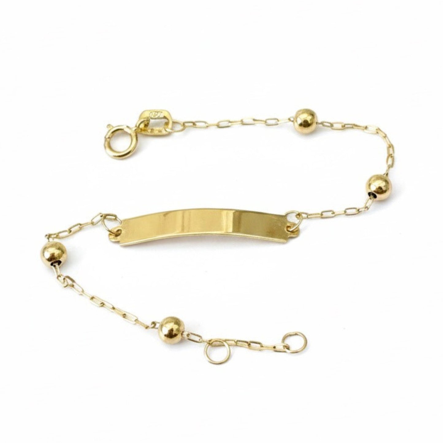Pulseira Infantil Chapa Com Bolas em Ouro Amarelo 18K-750