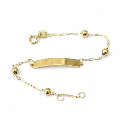 Pulseira Infantil Chapa Com Bolas em Ouro Amarelo 18K-750