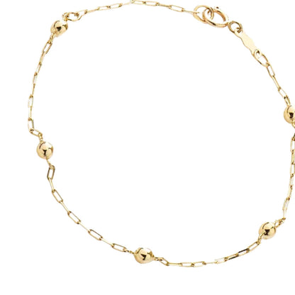 Pulseira com 6 Bolas de 3mm em Ouro Amarelo 18K-750