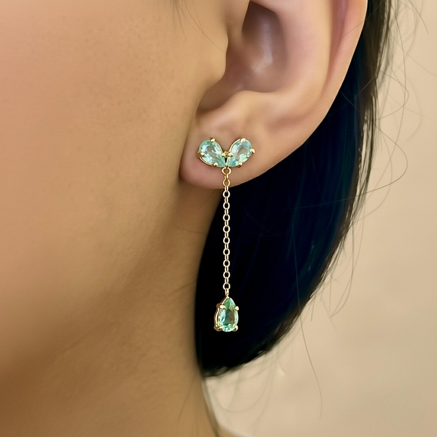 Brinco Serenity em Ouro Amarelo 18K-750, com Quartzo Verde