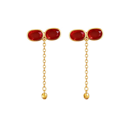 Brinco Flame Glow em Ouro Amarelo 18K-750, com Zircônias Vermelhas