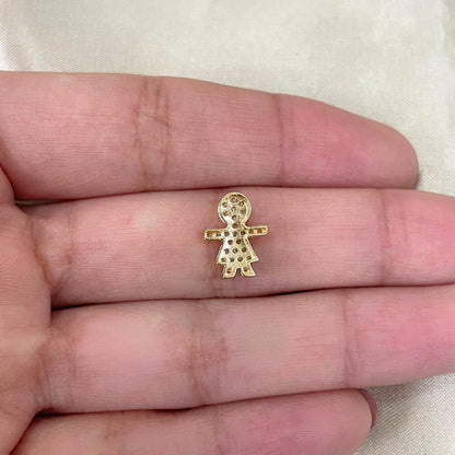 Pingente Menina Cravejado em Ouro Amarelo 18K-750, com zircônias