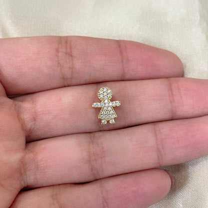 Pingente Menina Cravejado em Ouro Amarelo 18K-750, com zircônias