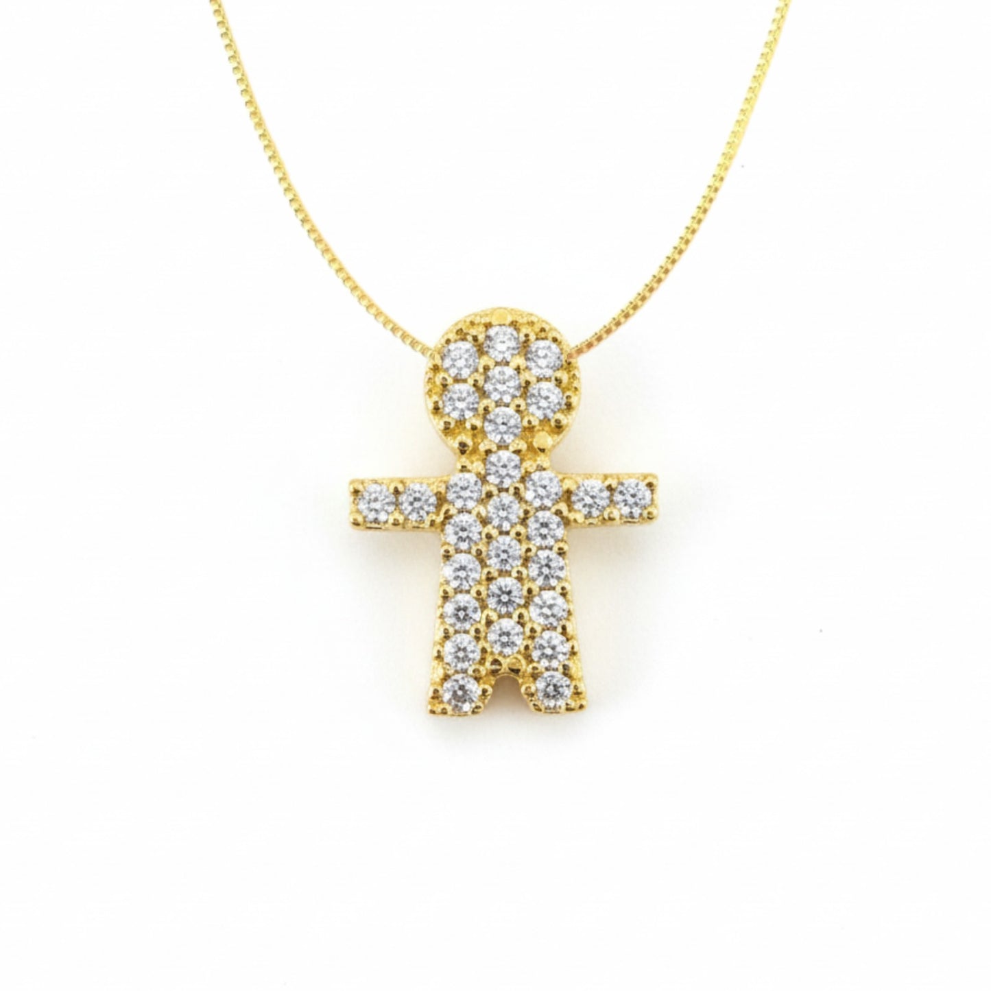 Pingente Menino Cravejado em Ouro Amarelo 18K-750, com zircônias