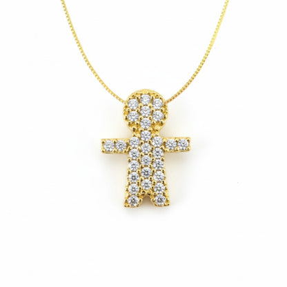 Pingente Menino Cravejado em Ouro Amarelo 18K-750, com zircônias