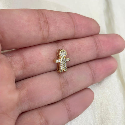 Pingente Menino Cravejado em Ouro Amarelo 18K-750, com zircônias