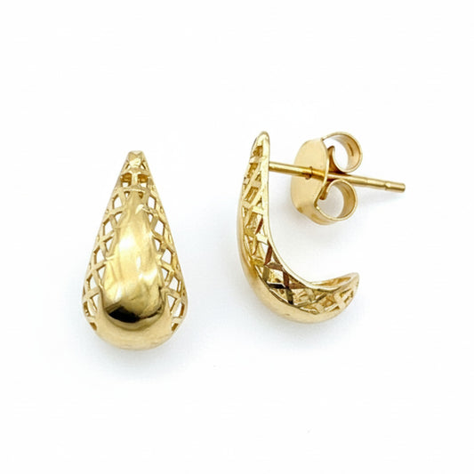 Brinco Gota Dourada em Ouro Amarelo 18K-750