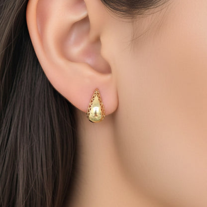 Brinco Gota Dourada em Ouro Amarelo 18K-750