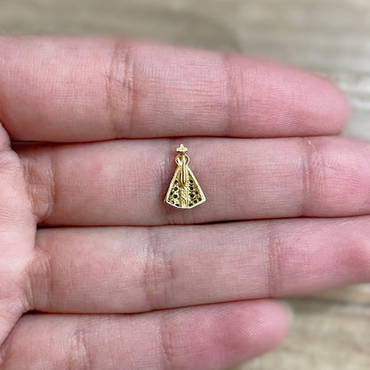 Pingente Nossa Senhora Aparecida em Ouro Amarelo 18K-750, com zircônias (P)