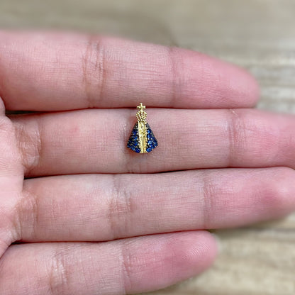 Pingente Nossa Senhora Aparecida em Ouro Amarelo 18K-750, com zircônias (P)