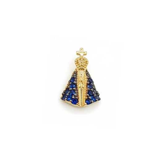 Pingente Nossa Senhora Aparecida em Ouro Amarelo 18K-750, com zircônias (P)