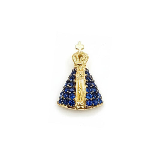 Pingente Nossa Senhora Aparecida em Ouro Amarelo 18K-750, com zircônias (M)