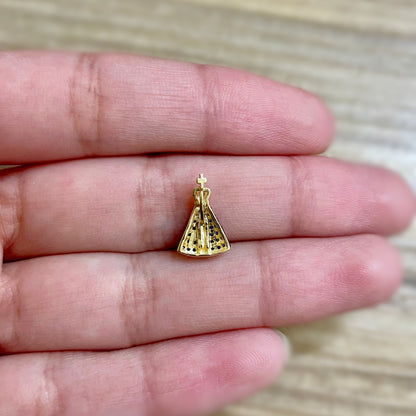 Pingente Nossa Senhora Aparecida em Ouro Amarelo 18K-750, com zircônias (M)