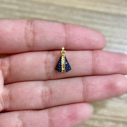 Pingente Nossa Senhora Aparecida em Ouro Amarelo 18K-750, com zircônias (M)