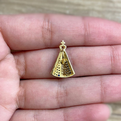 Pingente Nossa Senhora Aparecida em Ouro Amarelo 18K-750, com zircônias (G)