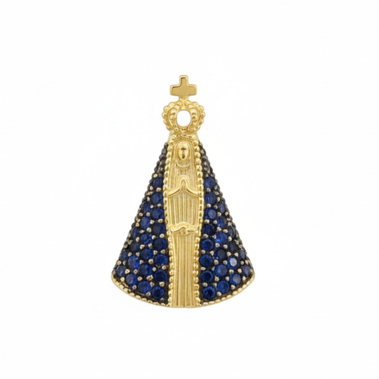 Pingente Nossa Senhora Aparecida em Ouro Amarelo 18K-750, com zircônias (G)
