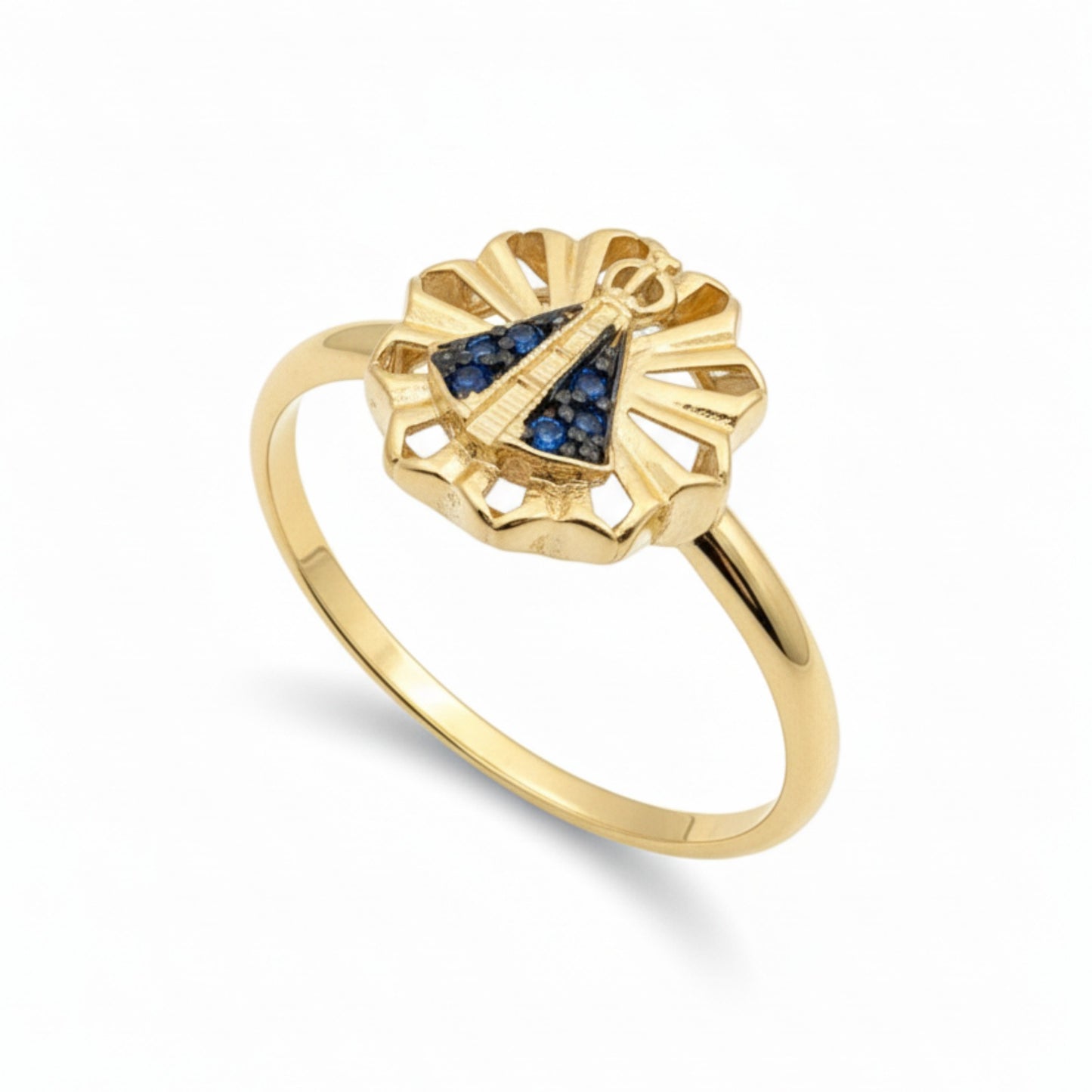 Anel Nossa Senhora Aparecida em Ouro Amarelo 18K-750