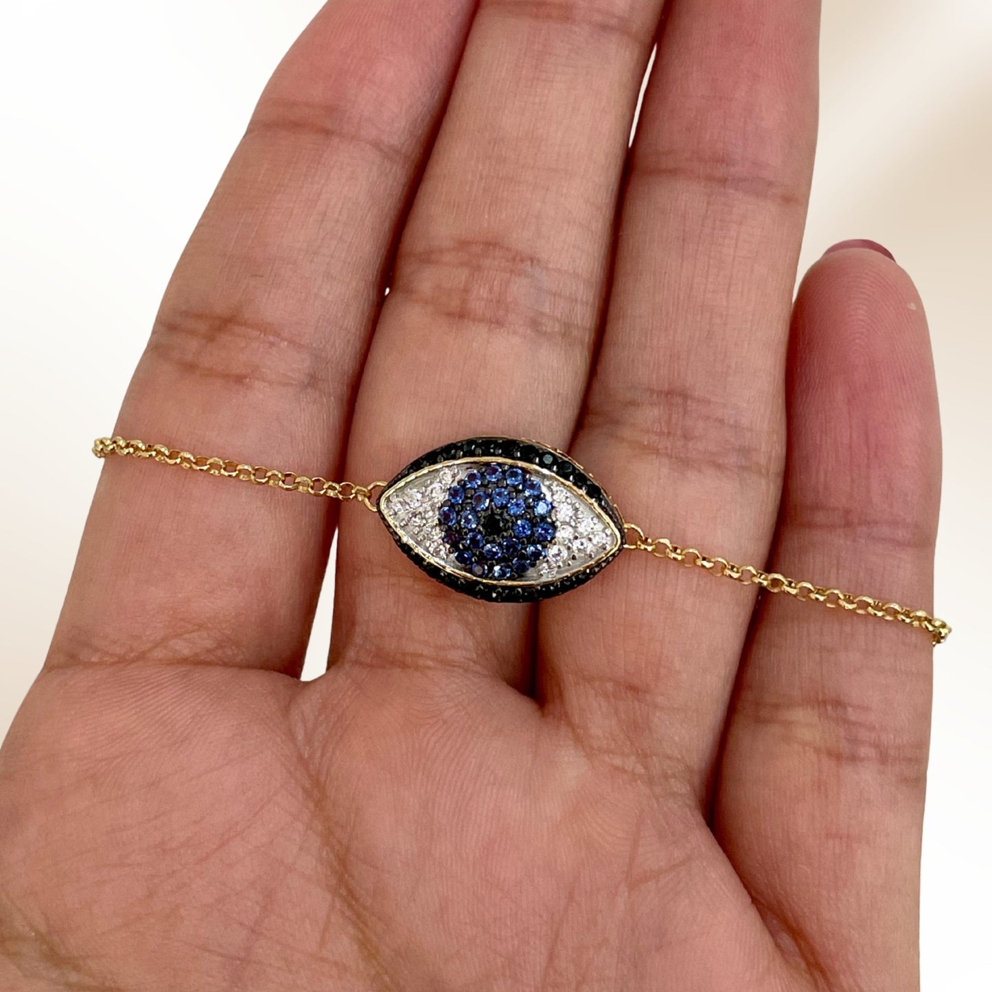 Pulseira Olho Grego em Ouro Amarelo 18K-750, com zircônias