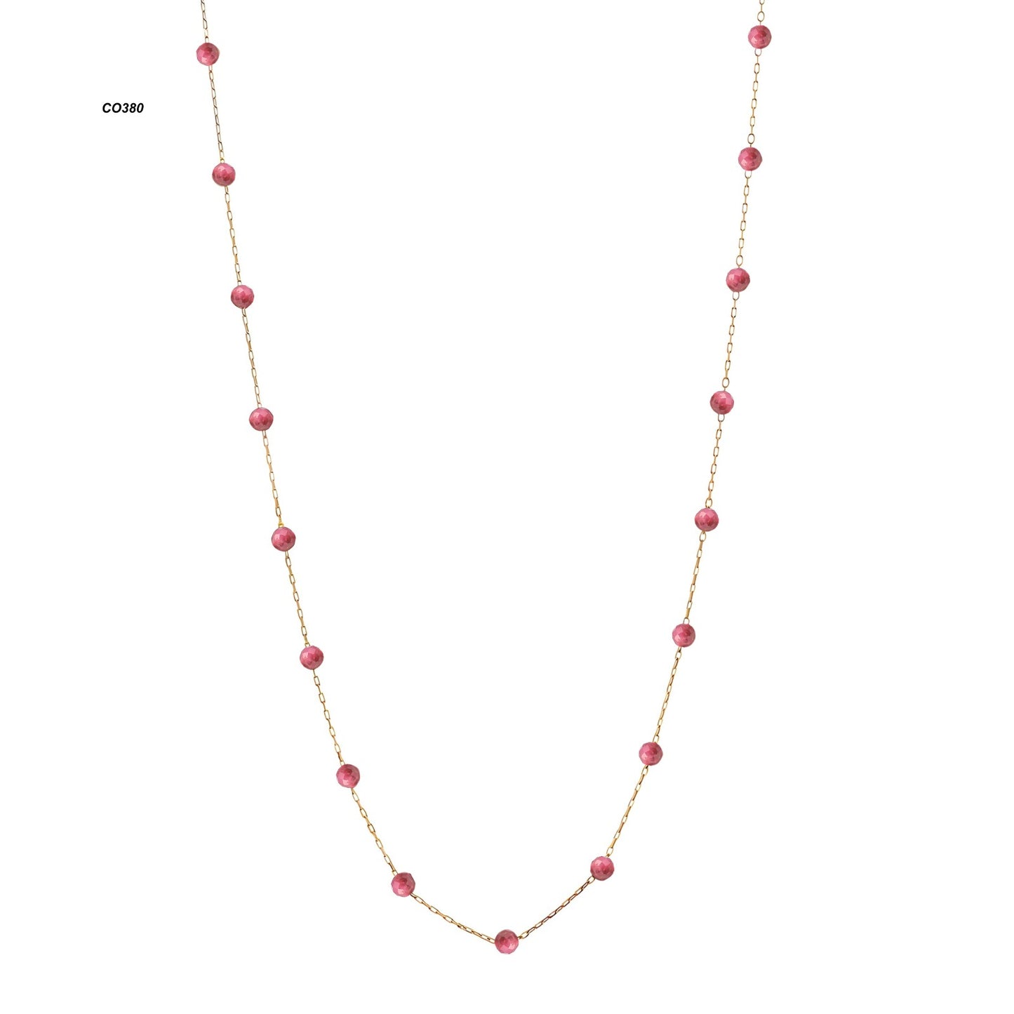 Gargantilha Turmalinas Rosas em Ouro Amarelo 18K-750