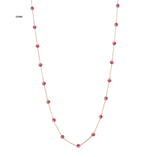 Gargantilha Turmalinas Rosas em Ouro Amarelo 18K-750