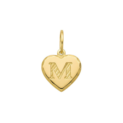 Pingente Coração Letra M Diamantado em Ouro Amarelo 18K
