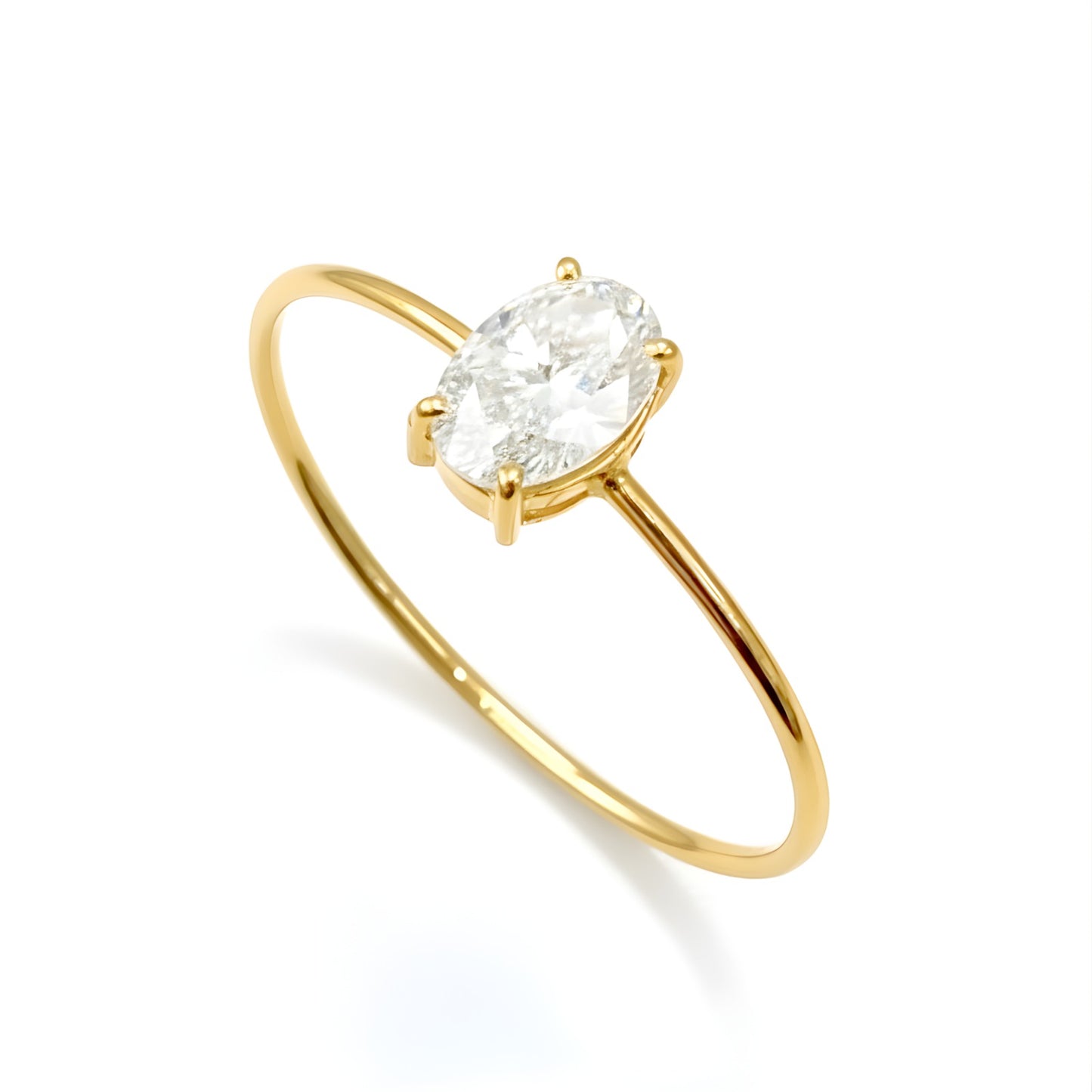 Anel Clair em Ouro Amarelo 18K-750, com Moissanite
