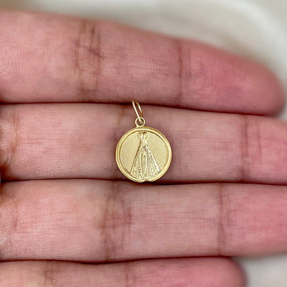 Pingente Medalha Nossa Senhora Aparecida em Ouro Amarelo 18K