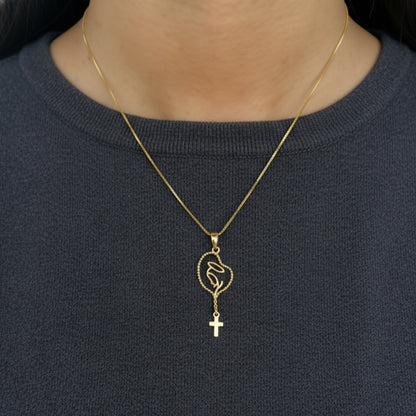 Pingente Terço com Nossa Senhora em Ouro Amarelo 18k-750