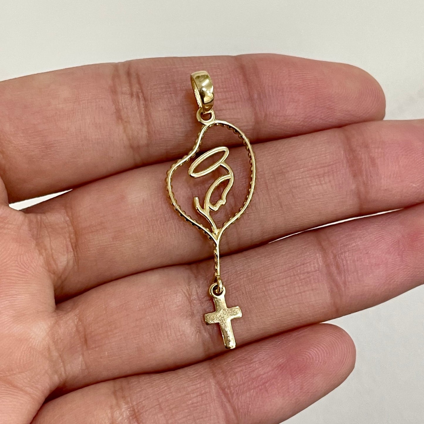 Pingente Terço com Nossa Senhora em Ouro Amarelo 18k-750