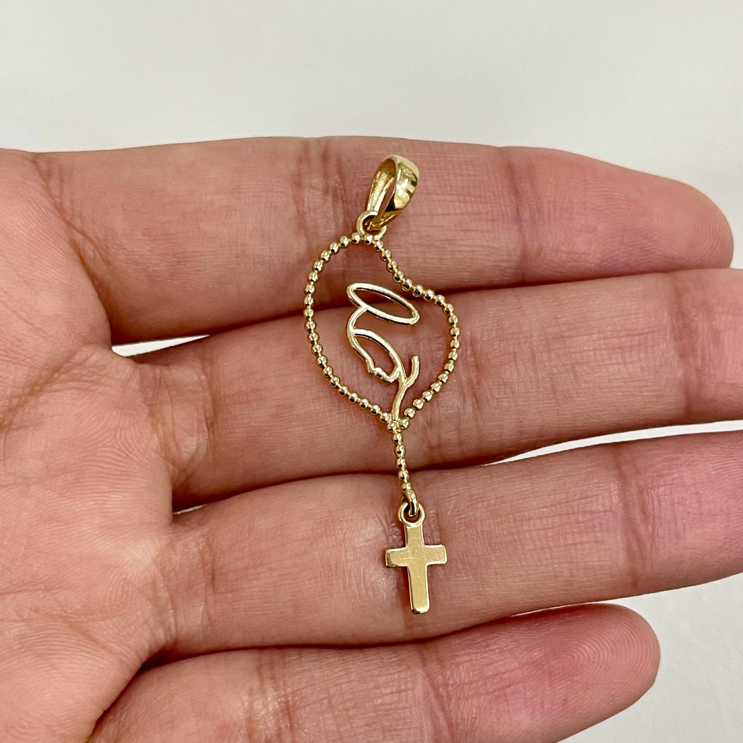 Pingente Terço com Nossa Senhora em Ouro Amarelo 18k-750