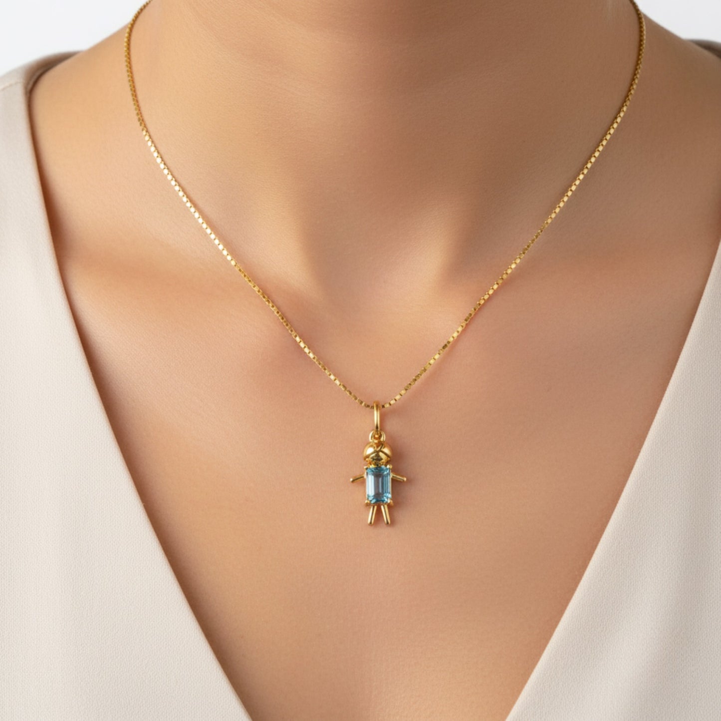 Pingente Menino Topázio Swiss em Ouro Amarelo 18K-750