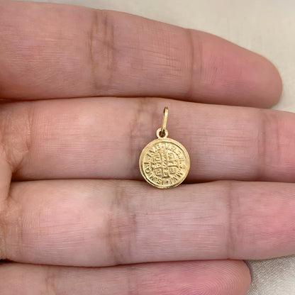 Pingente Mini Medalha São Bento em Ouro Amarelo 18K-750
