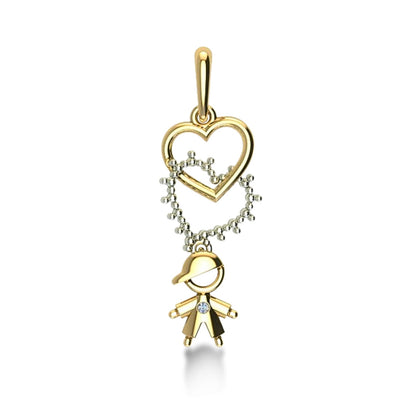Pingente Menino Ouro Amarelo e Branco 18K - Coleção Baby BE33160