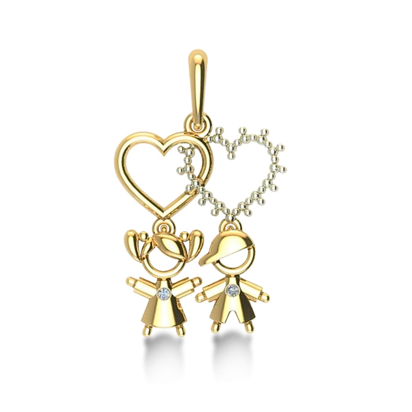 Pingente Casal Ouro Amarelo e Branco 18K - Coleção Baby BE3315