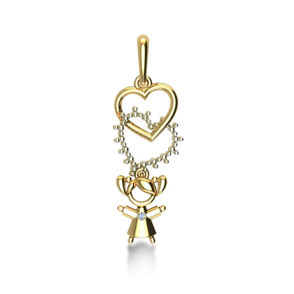 Pingente Menina Ouro Amarelo e Branco 18K - Coleção Baby BE3316A